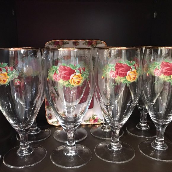 ROYAL ALBERT OLD COUNTRY ROSE ICE GLASS. SET OF 4 - Picture 2 of 5